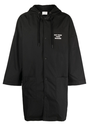 Drôle De Monsieur slogan-print hooded coat - Black