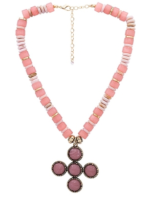 8 Other Reasons Cross Statement Necklace in Pink.