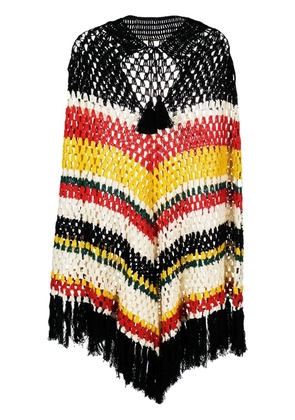 Dodo Bar Or crochet-knit fringed-edge cape - Black