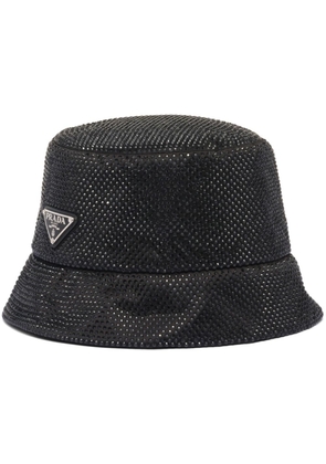 Prada crystal-embellished satin bucket hat - Black