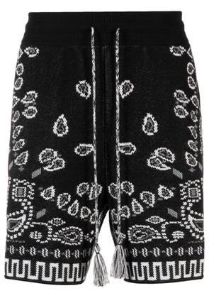 Alanui Bandana-pattern piqué-weave shorts - Black