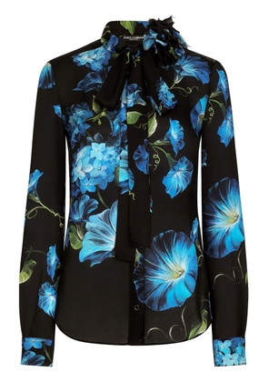 Dolce & Gabbana flower-print silk shirt - Black