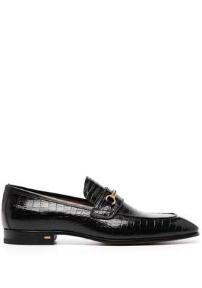 TOM FORD crocodile-effect leather loafers - Black