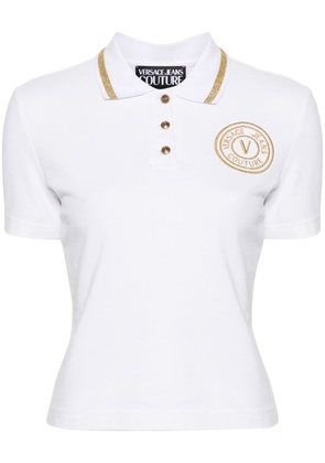Versace Jeans Couture logo-embroidered cotton polo shirt - White