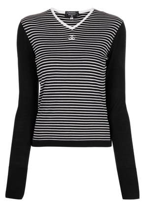 CHANEL Pre-Owned 1990s striped cotton top - Black