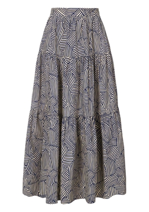 STAUD Sea geometric-print midi skirt - Blue