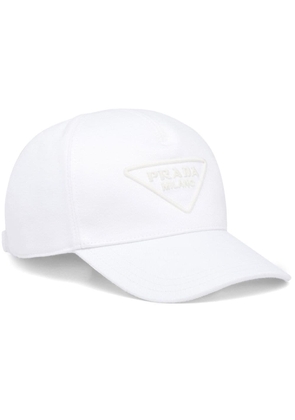 Prada triangle-logo denim baseball cap - White