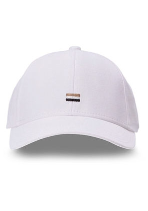 BOSS stripe-embroidered cotton cap - White