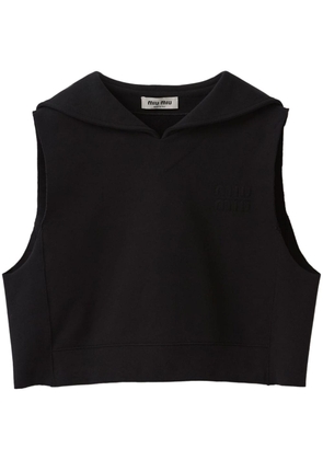 Miu Miu sleeveless cropped fleece sweatshirt - Black