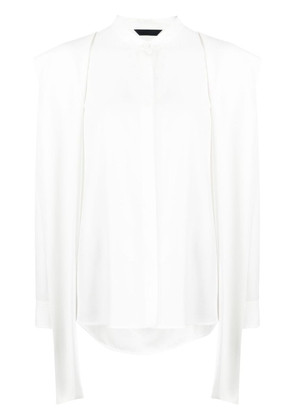 Juun.J drape-detail long-sleeve shirt - White