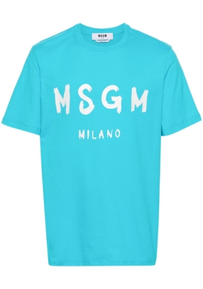 MSGM logo-print cotton T-shirt - Blue