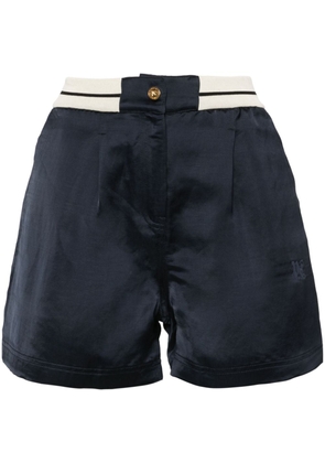 Palm Angels monogram-embroidered satin-weave shorts - Blue