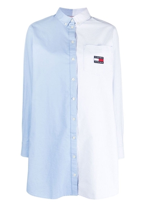 Tommy Jeans logo-patch long-sleeve shirt dress - Blue