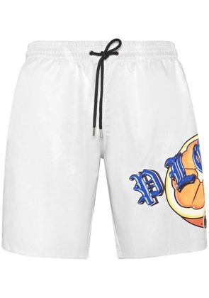Philipp Plein logo-print swim shorts - White