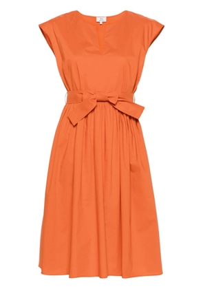 Woolrich V-neck poplin midi dress - Orange