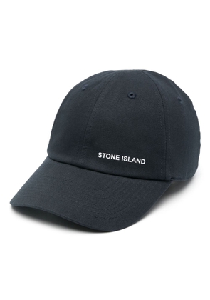 Stone Island logo-rubberised cotton cap - Blue
