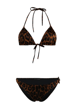 TOM FORD leopard-print halterneck bikini - Brown