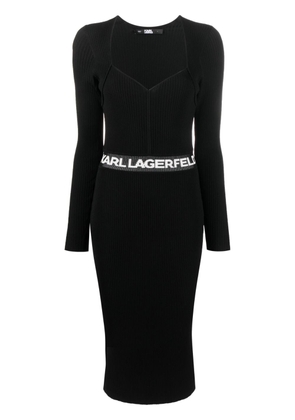 Karl Lagerfeld logo-print ribbed dress - Black
