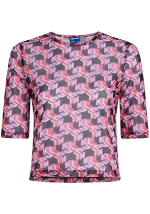 Karl Lagerfeld Jeans monogram-print sheer T-shirt - Pink