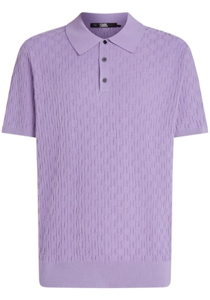 Karl Lagerfeld monogram-jacquard cotton polo shirt - Purple