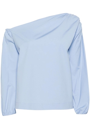 Semicouture asymmetric-neck cotton blouse - Blue