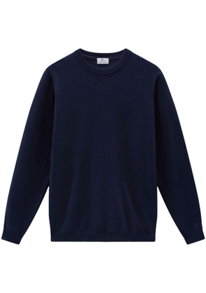 Woolrich logo-embroidered cotton jumper - Blue