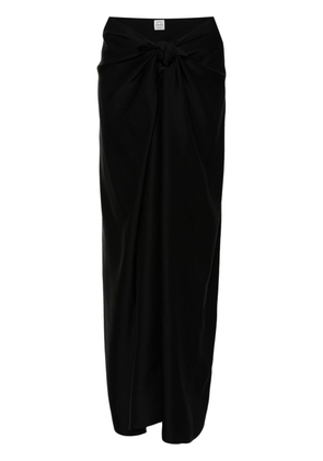 TOTEME knot-detail satin midi skirt - Black