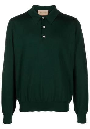 Gucci logo-embroidered wool polo shirt - Green