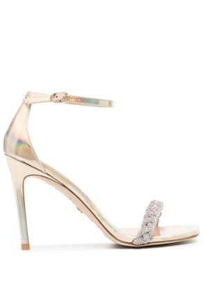 Stuart Weitzman crystal-embellished iridescent sandals - Gold