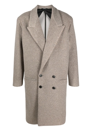 Gcds Ulster-lapel mélange double-breasted coat - Grey