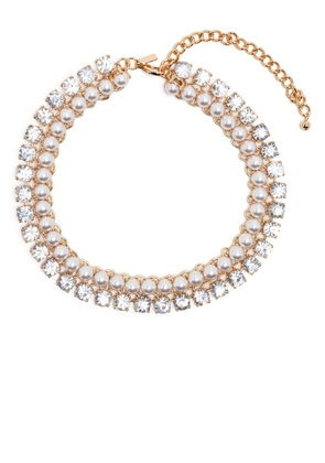 Kenneth Jay Lane Crystal Pearl chain-link necklace - Gold