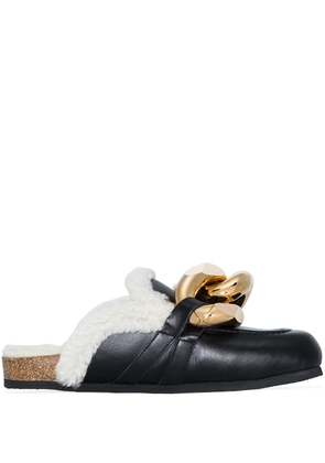 JW Anderson Chain shearling loafer mules - Black