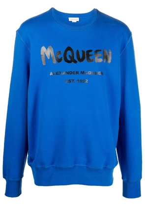 Alexander McQueen logo graffiti-print sweatshirt - Blue