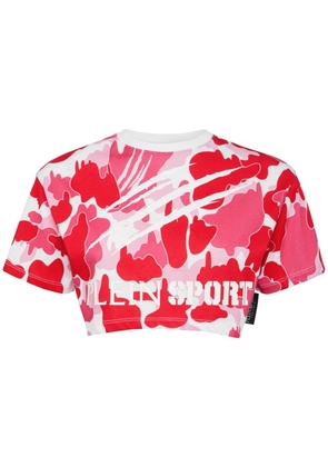 Plein Sport camouflage-print cropped T-shirt - Pink