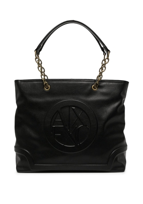 Armani Exchange logo-embossed leather shopping bag - Black