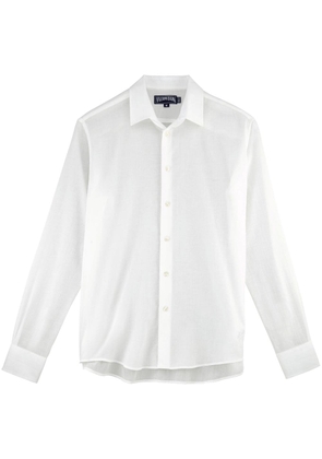 Vilebrequin Caracal Turtle-embroidered voile shirt - White