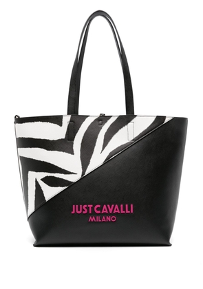 Just Cavalli zebra-print panelled tote bag - Black