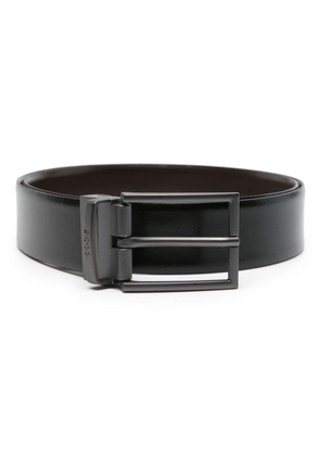 BOSS logo-engraved leather belt - Black