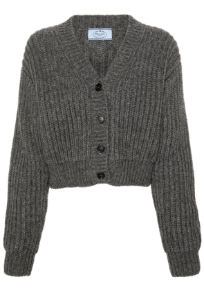 Prada ribbed-knit cropped cardigan - Grey