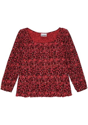 GANNI pleated georgette blouse - Red