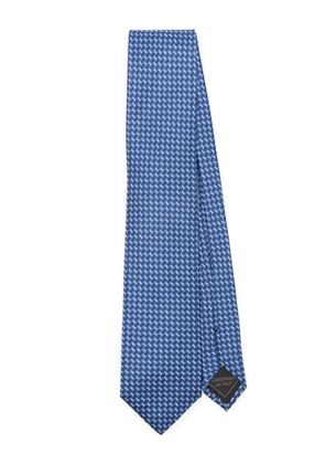 Brioni pattern-jacquard silk tie - Blue
