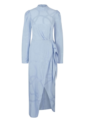 HUGO chain-print draped dress - Blue