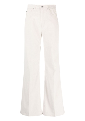 AMI Paris high-waisted flared corduroy cotton trousers - White