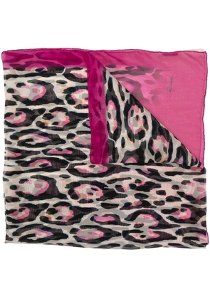 Roberto Cavalli leopard print silk scarf - Pink