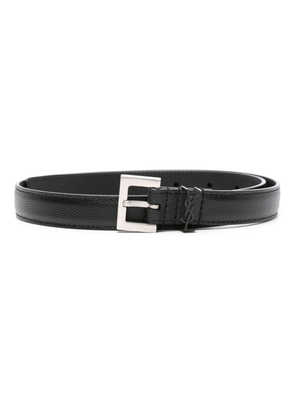 Saint Laurent Pre-Owned Cassandre-plaque leather belt - Black