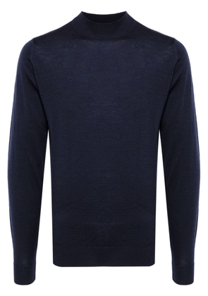 John Smedley mock neck fine-knitted jumper - Blue