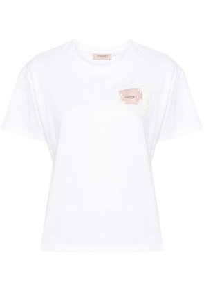 TWINSET Oval T Floreal cotton T-shirt - White
