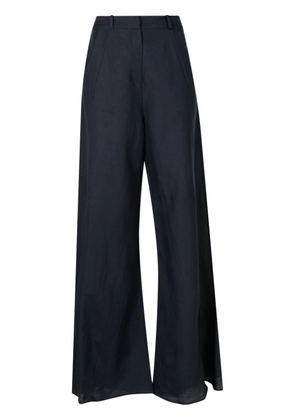 Adriana Degreas flared linen-blend trousers - Blue
