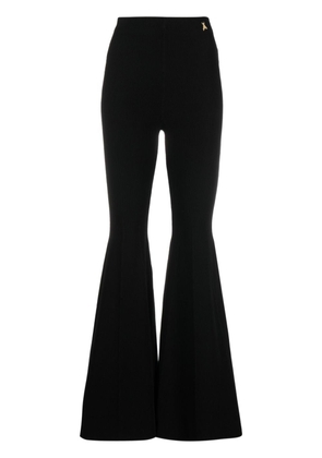 Patrizia Pepe bee-plaque ribbed flared trousers - Black