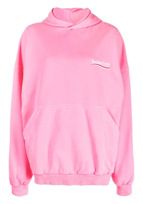Balenciaga Political Campaign-print cotton hoodie - Pink